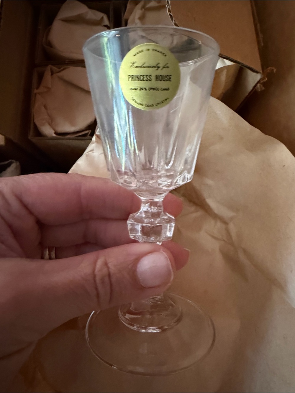 NIB- Princess House Clear Crystal Wine Glasses (small) Set of 8